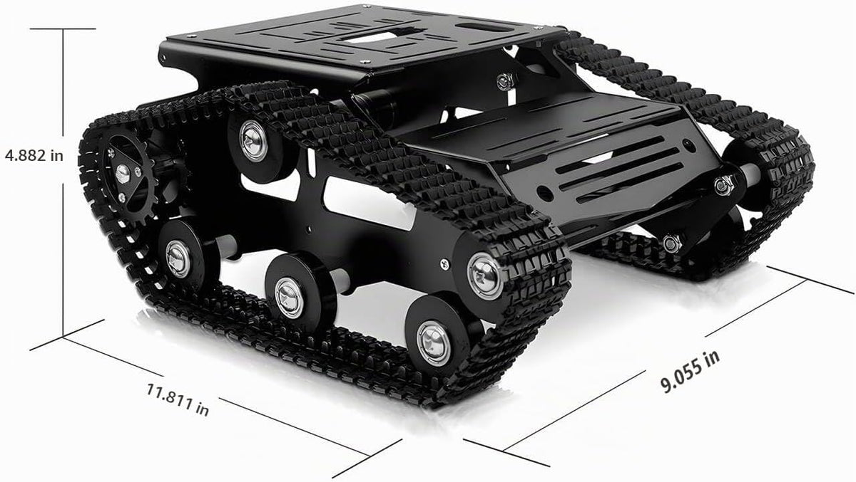 Chasis de coche tanque con motor, chasis de robot con amortiguación, plataforma móvil robótica de metal completo, chasis de pista para RaspberryPi Arduino DIY Maker kit de chasis de coche robot