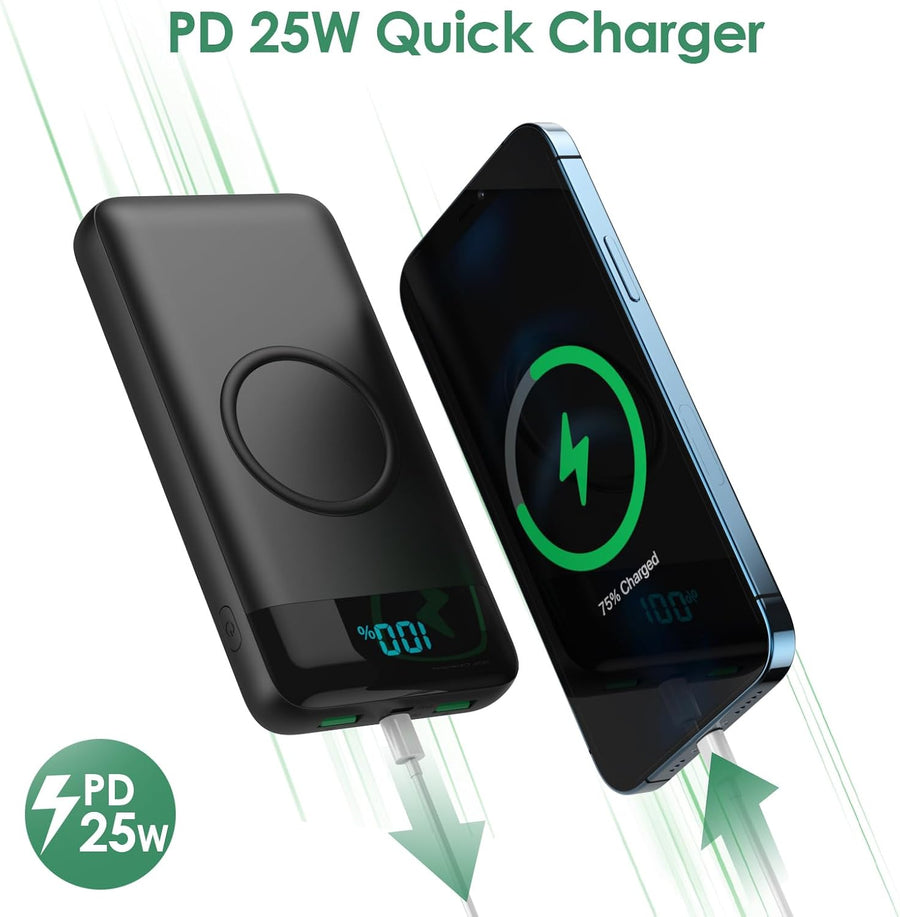 Cargador portátil inalámbrico 30,800 mAh, 15 W de carga inalámbrica...