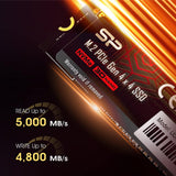 Silicon Power 250GB UD90 NVMe 4.0 Gen4 PCIe M.2 SSD R\/W hasta 5,00...