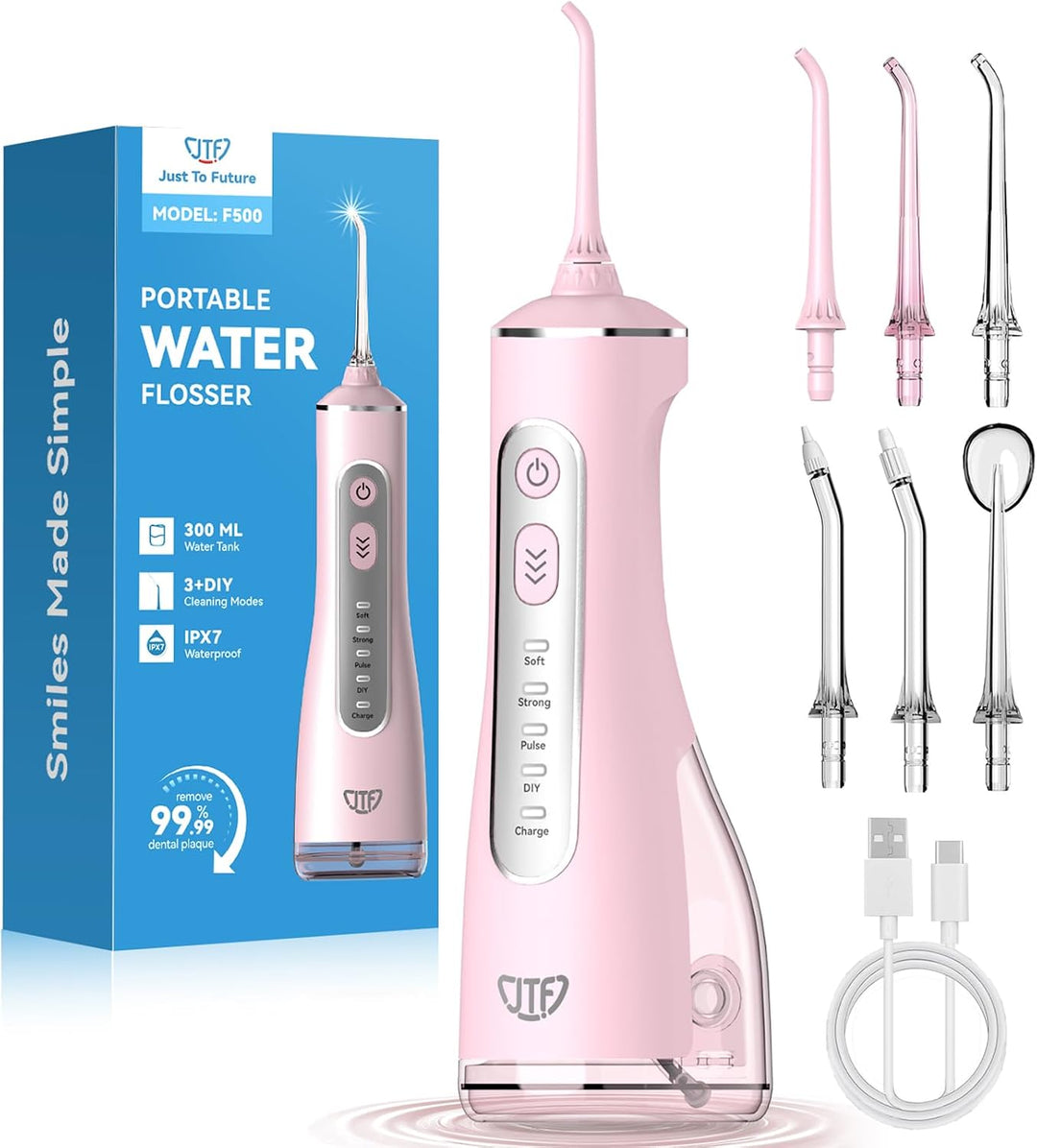 JTF Irrigador bucal portátil para dientes: 3 modos y 10 niveles de...