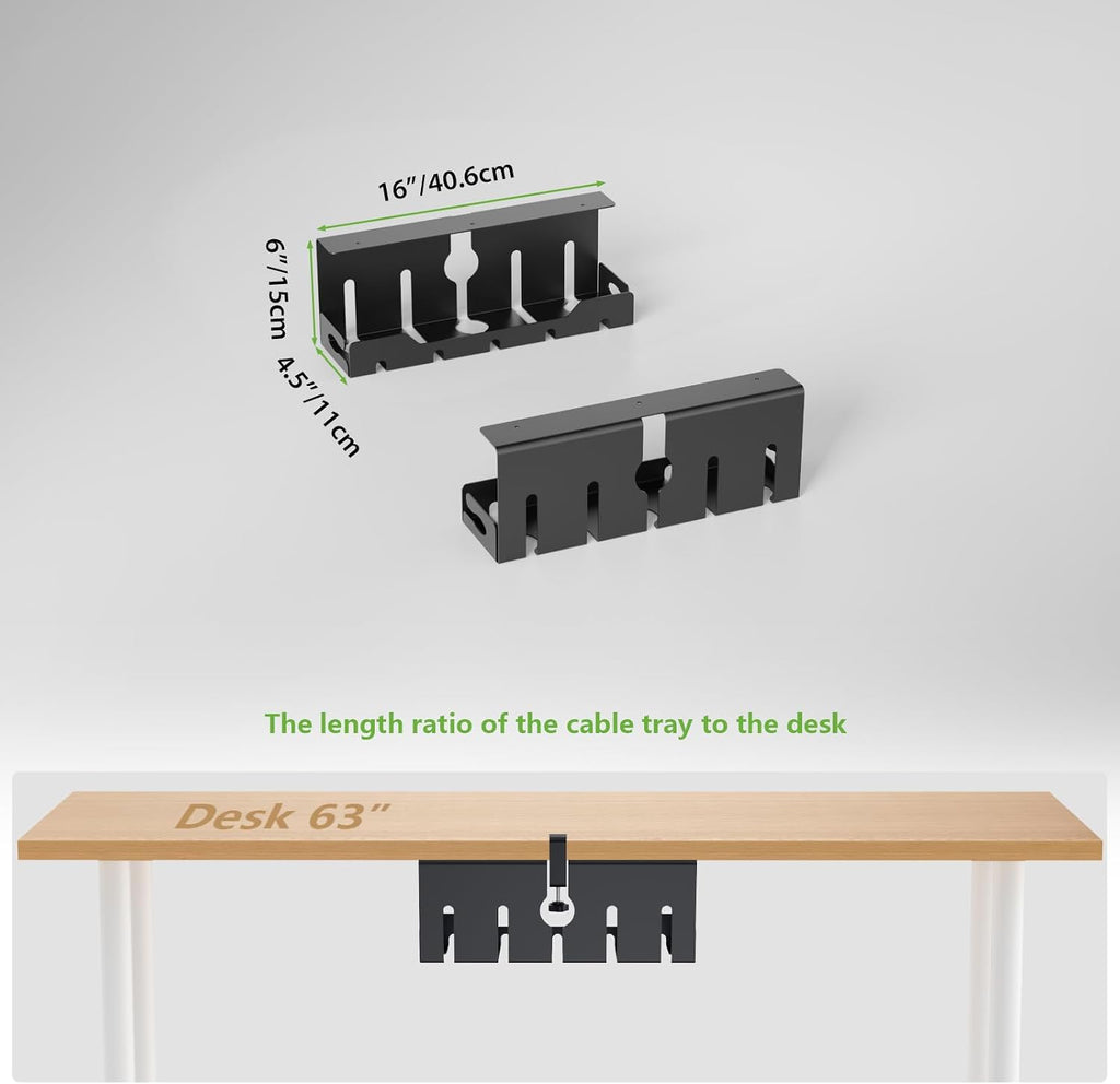 KEEGH Bandeja organizadora de cables para debajo del escritorio, 16