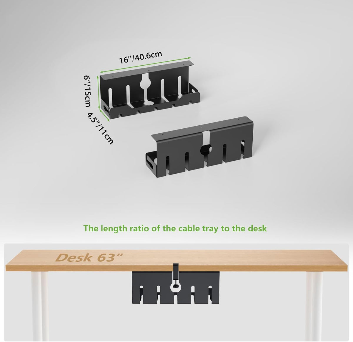 KEEGH Bandeja organizadora de cables para debajo del escritorio, 16