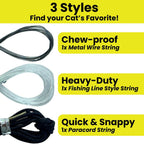 Forever Stick - Varita de juguete para gatos, 3 cuerdas, alambre