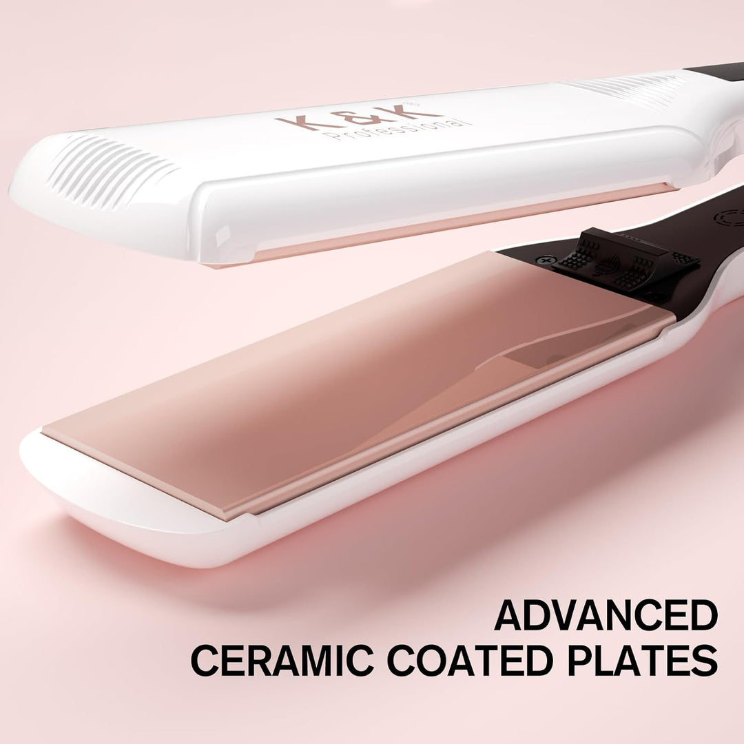 K&amp;K - Plancha plana para cabello lacio de 2.25 pulgadas, para t...