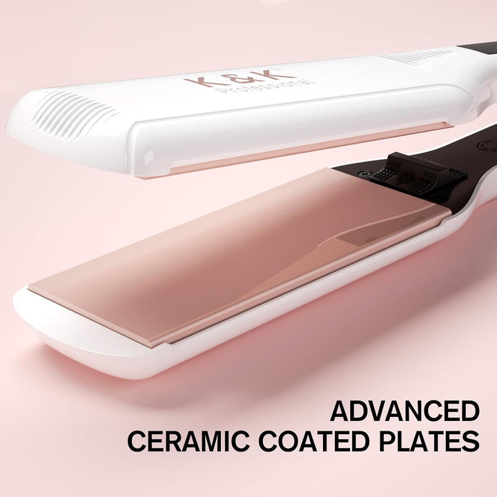 K&amp;K - Plancha plana para cabello lacio de 2.25 pulgadas, para t...