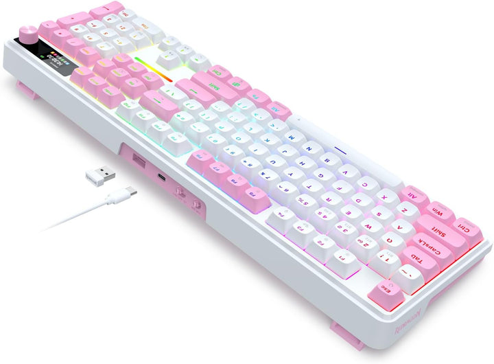 Redragon Teclado inalámbrico para juegos K762 con junta con pantall...