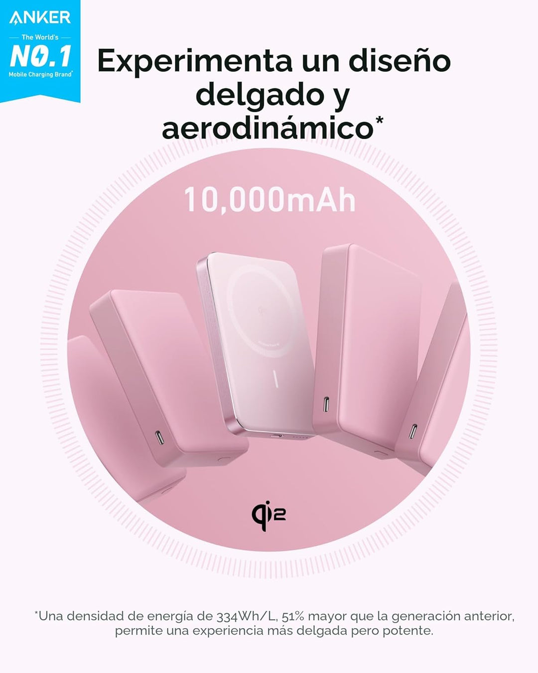 Anker MagGo Power Bank, batería magnética ultradelgada de 10,000 mA...