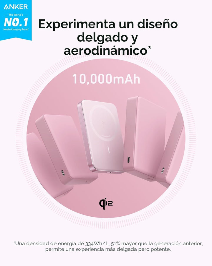 Anker MagGo Power Bank, batería magnética ultradelgada de 10,000 mA...