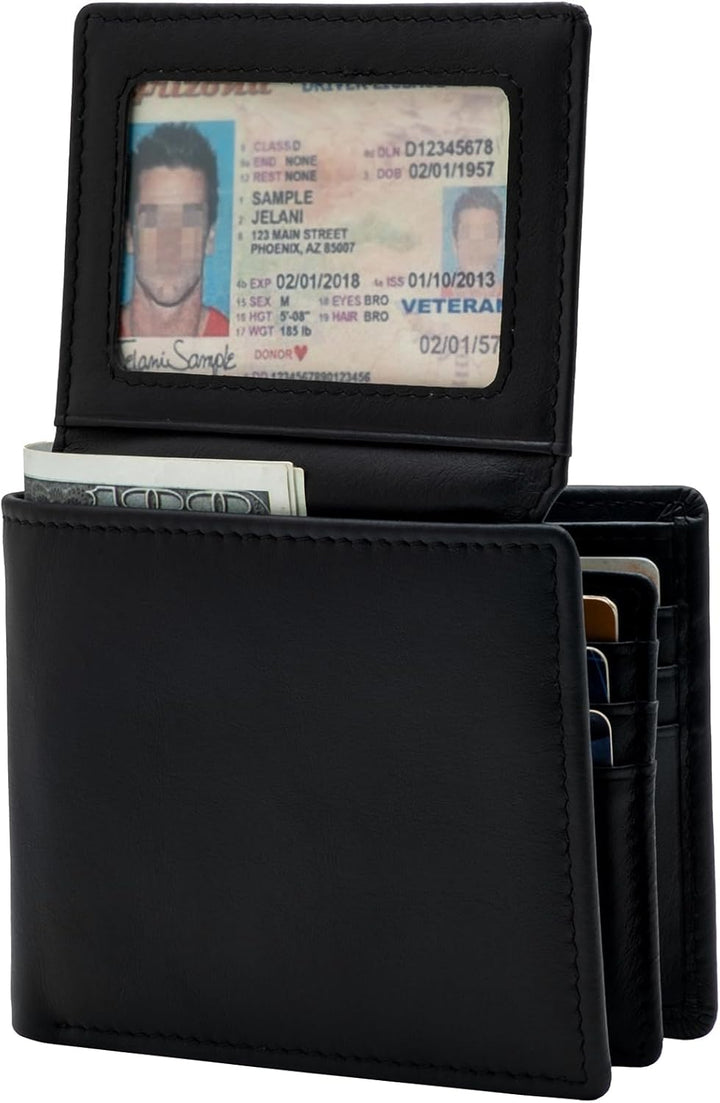 Billetera de cuero plegable para hombre, de gran capacidad, bloqueo...