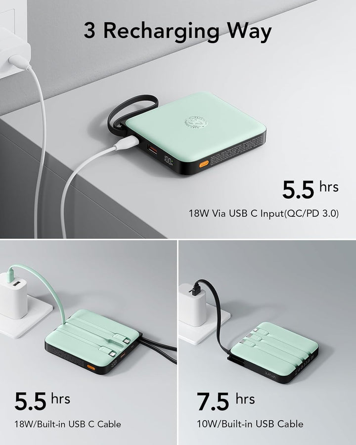 VRURC Banco de energía portátil con cables integrados, 20000mAh 22....