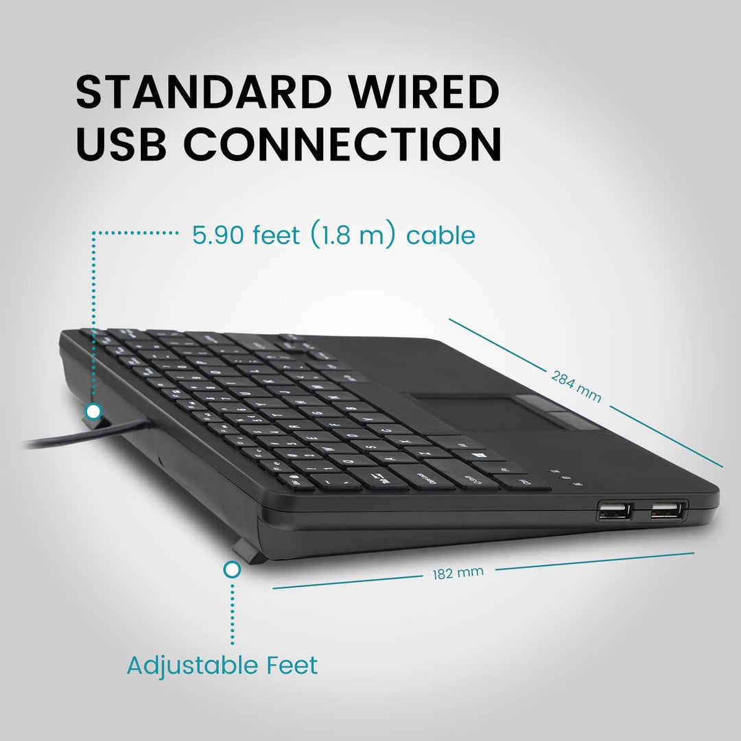 Perixx PERIBOARD-525 US, teclado USB con cable con panel táctil, te...