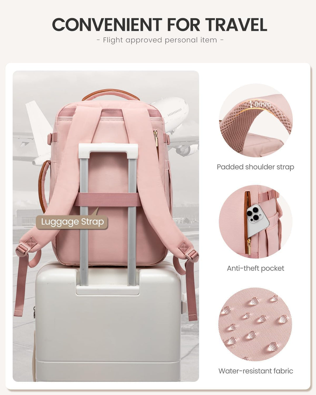 Mochila de viaje LOVEVOOK para mujeres y hombres, mochila grande de...