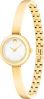 Movado Reloj de pulsera estilo museo para mujer, cuarzo suizo, caja de 0.827 in, pulsera clásica de acero inoxidable, regalo para ella