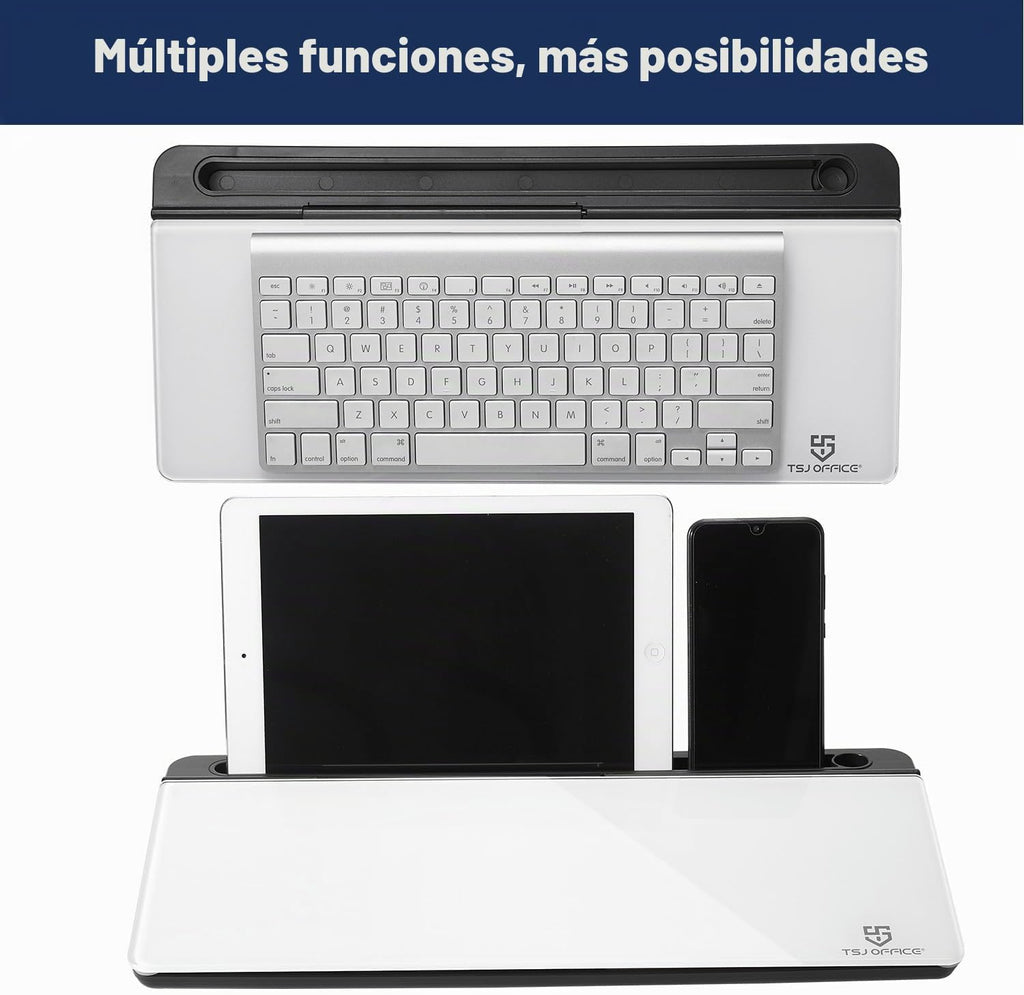 Pizarra blanca de escritorio para borrado en seco, soporte para teclado de computadora, almohadilla de superficie blanca con cajón, organizadores de escritorio con accesorios para oficina