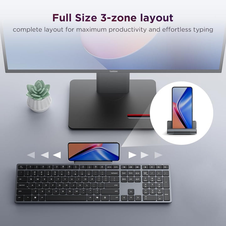 Teclado Inalámbrico Moderno Lenovo 700, Dongle 2.4 GHz y Conexión D...