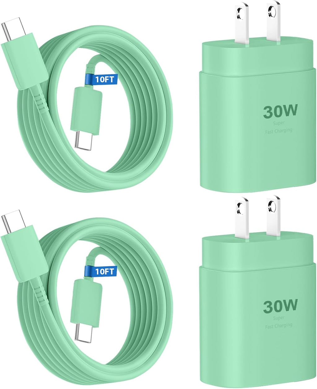 Cargador para teléfono 17 16 15 carga rápida, 30 W USB C Phone 17 16 15 Pro Max bloque de carga y cable tipo C de 10 pies de largo para i.Phone 17/Air/17 Pro/17 Pro Max/16/16 Plus/16 Pro/16 Pro Max/15/15 Pro Max, verde