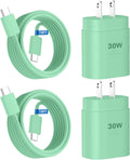 Cargador para teléfono 17 16 15 carga rápida, 30 W USB C Phone 17 16 15 Pro Max bloque de carga y cable tipo C de 10 pies de largo para i.Phone 17/Air/17 Pro/17 Pro Max/16/16 Plus/16 Pro/16 Pro Max/15/15 Pro Max, verde