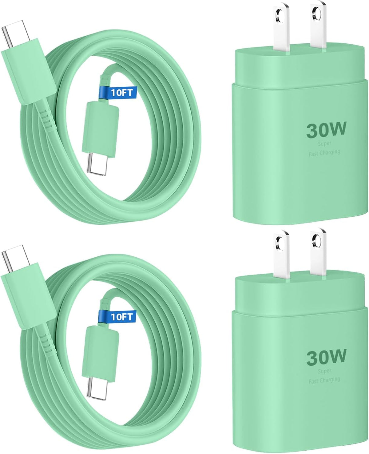 Cargador para teléfono 17 16 15 carga rápida, 30 W USB C Phone 17 16 15 Pro Max bloque de carga y cable tipo C de 10 pies de largo para i.Phone 17/Air/17 Pro/17 Pro Max/16/16 Plus/16 Pro/16 Pro Max/15/15 Pro Max, verde