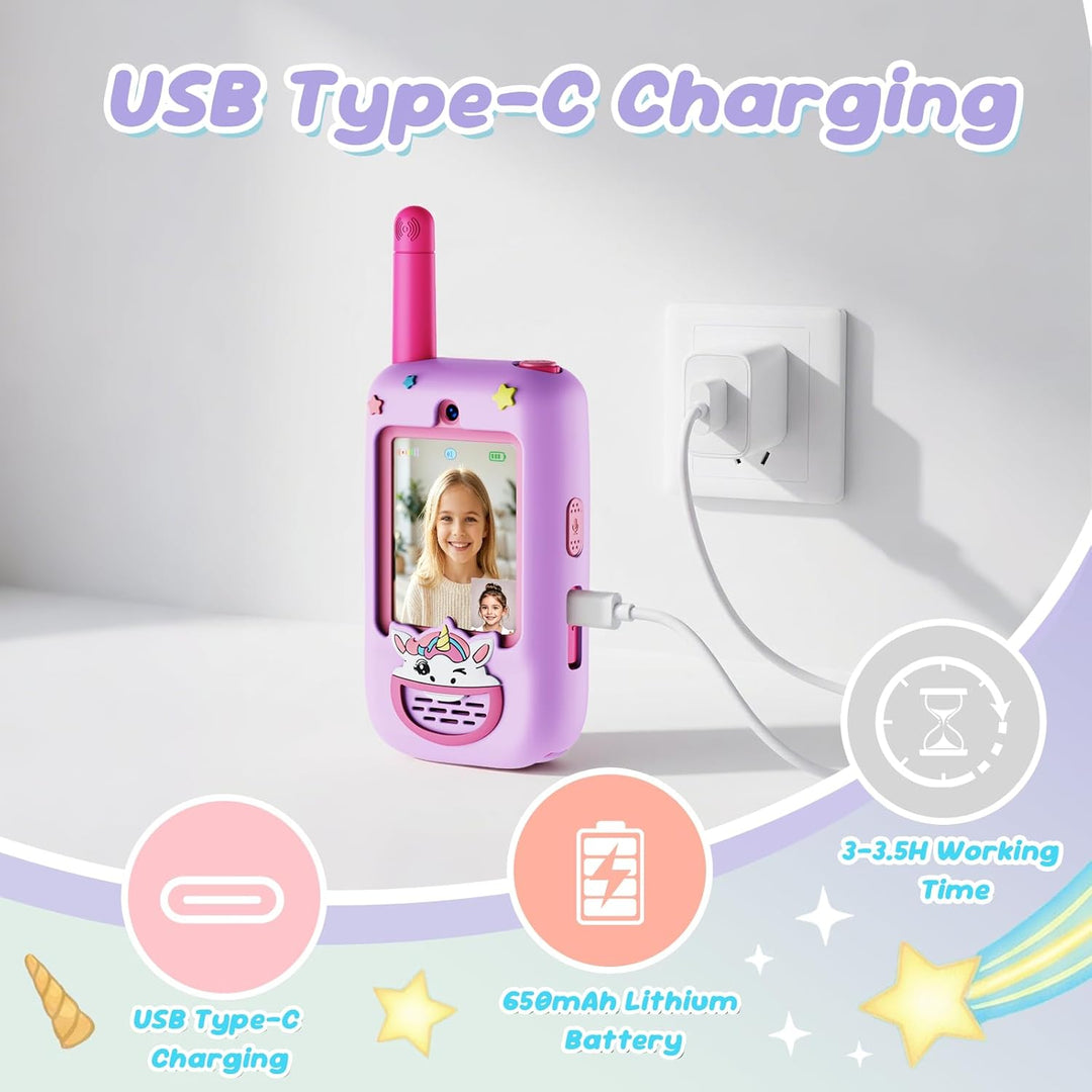 Walkie Talkies de video para niños, paquete de 2 con cámara HD, rad...