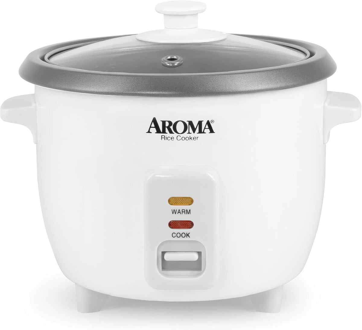 AROMA® Arrocera, 3 tazas (sin cocinar), 6 tazas (cocidas), olla arrocera pequeña, olla de avena, máquina para sopa, mantenimiento automático del calor, 1.5 cuartos de galón, blanco, ARC-363NG