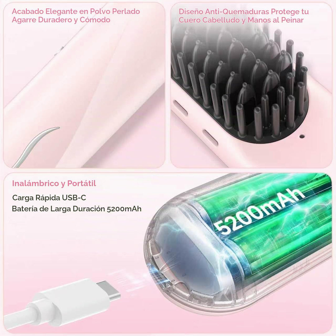 Cepillo alisador de cabello inalámbrico \u2013 Go Brush Pro para ca...