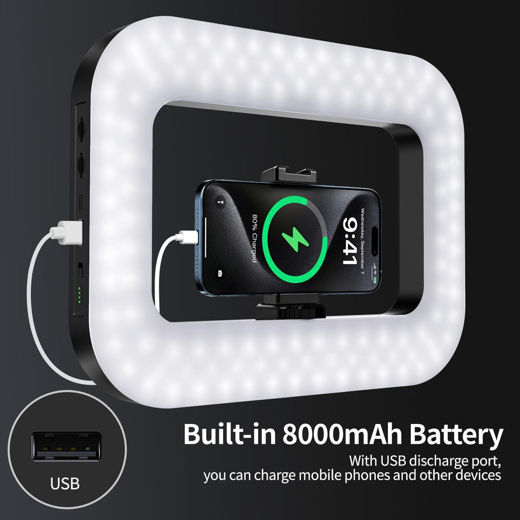 Luz de teléfono celular para grabación de video, estabilizador de teléfono de mano con luz, anillo de luz LED de 8000 mAh para teléfonos selfies, soporte de teléfono inteligente para cámara, cámara de acción, vlog, TikTok