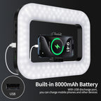 Luz de teléfono celular para grabación de video, estabilizador de teléfono de mano con luz, anillo de luz LED de 8000 mAh para teléfonos selfies, soporte de teléfono inteligente para cámara, cámara de acción, vlog, TikTok