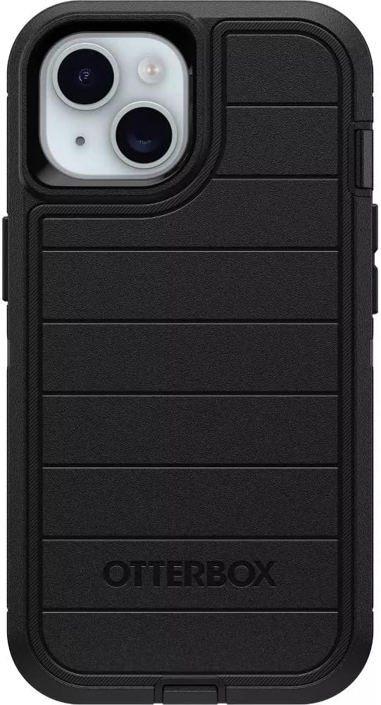 OtterBox iPhone 16e (Solamente) - Funda Serie Defender - Negro - Sin Protector de Pantalla - Resistente y Duradero - con Protección de Puertos - Incluye Clip de Funda - Protección Antimicrobiana