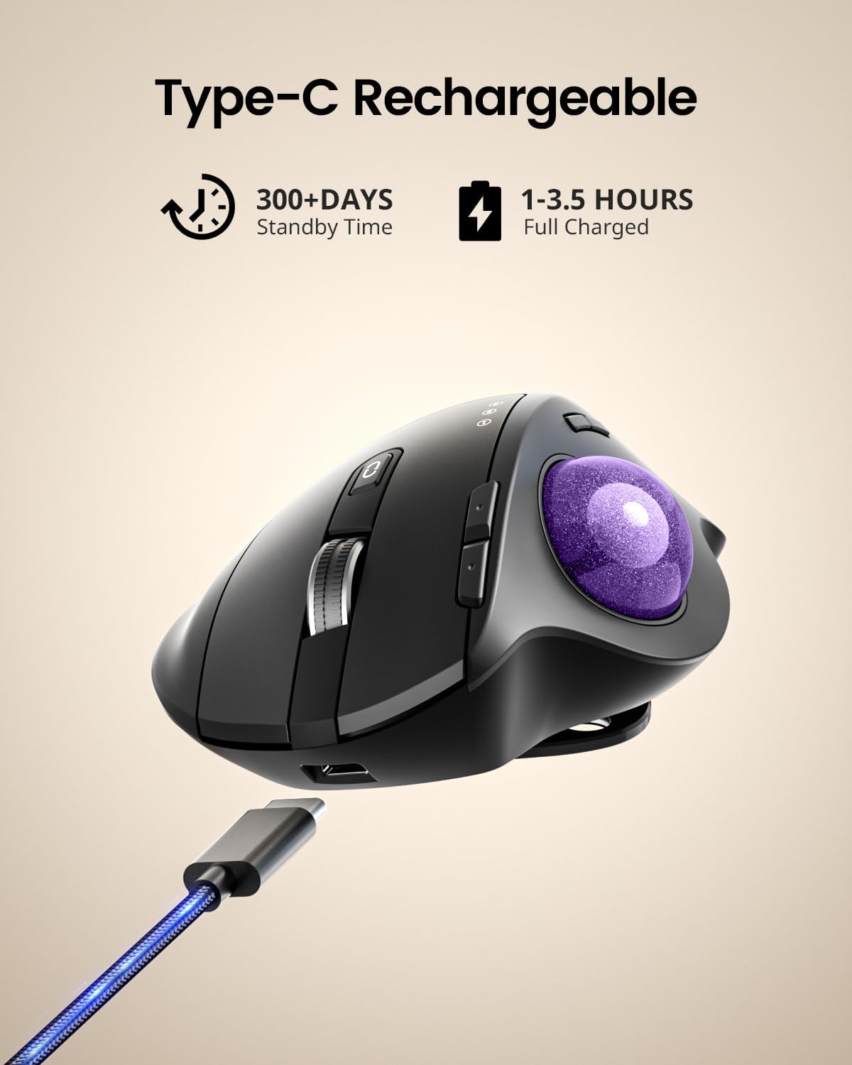 ProtoArc Ratón Trackball Inalámbrico, EM01 NL Ergonómico Bluetooth...