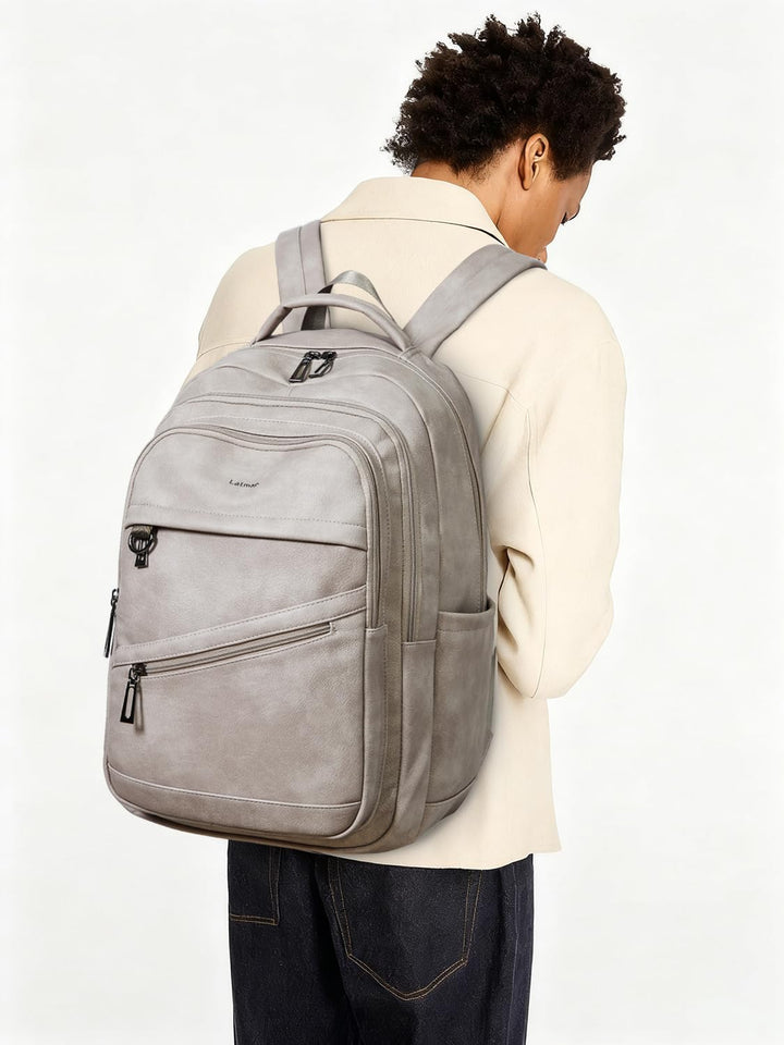 LATMAP Mochila de 43L para mujeres y hombres - Mochila de cuero veg...