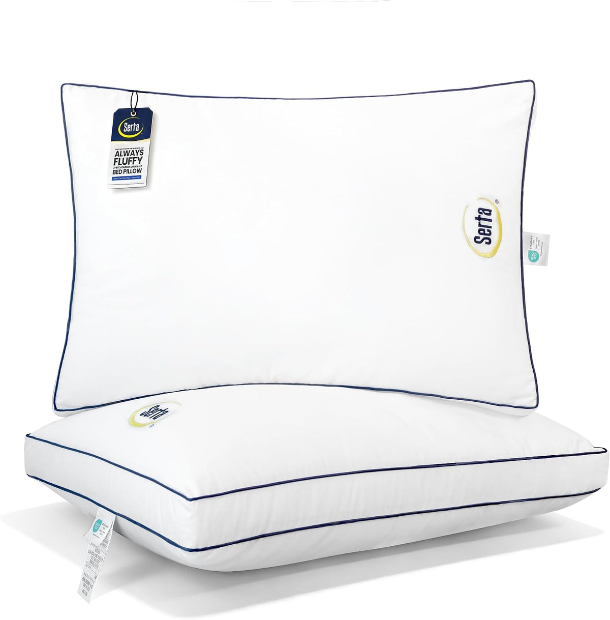Serta Juego de 2 almohadas para cama de hotel, tamaño Queen, tamaño