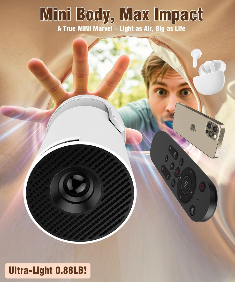 Mini proyector con Wifi 6 y Bluetooth5.4, proyector portátil 4K, pr...