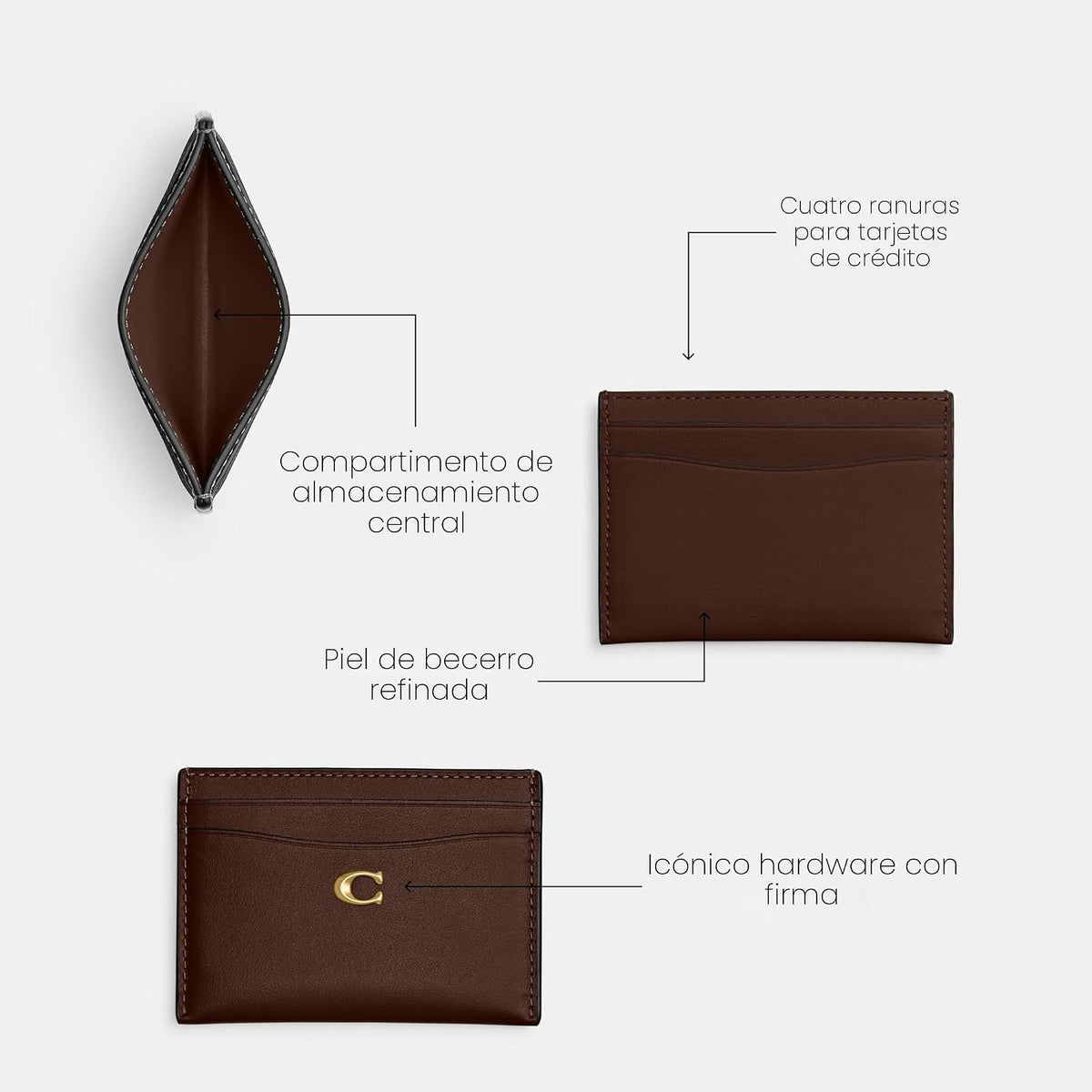 Coach, Estuche para tarjetas esenciales, arce, talla única