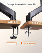 ErGear Soporte para monitor dual de hasta 33 pulgadas, soporte de carga máximo de 22 libras cada brazo, soporte de monitor doble ajustable, soporte de monitor de acero resistente con VESA estable de