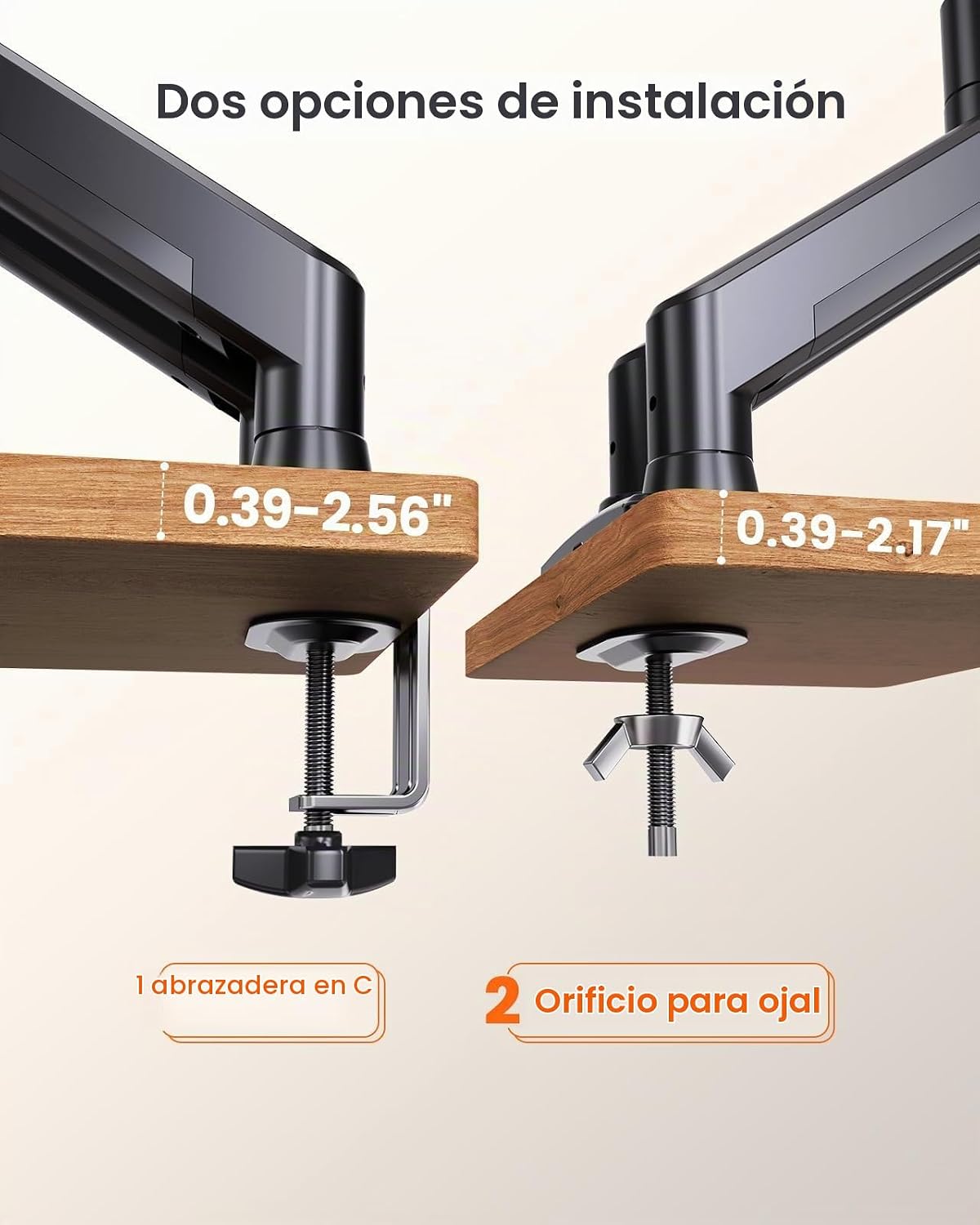 ErGear Soporte para monitor dual de hasta 33 pulgadas, soporte de carga máximo de 22 libras cada brazo, soporte de monitor doble ajustable, soporte de monitor de acero resistente con VESA estable de