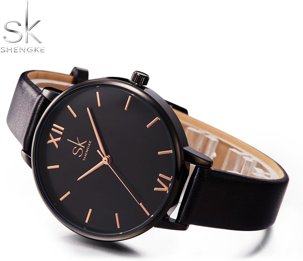 SHENGKE Reloj de mujer con correa de cuero elegante, relojes de mujer creativos y genuinos, relojes de mujer para damas, reloj de pulsera de negocios