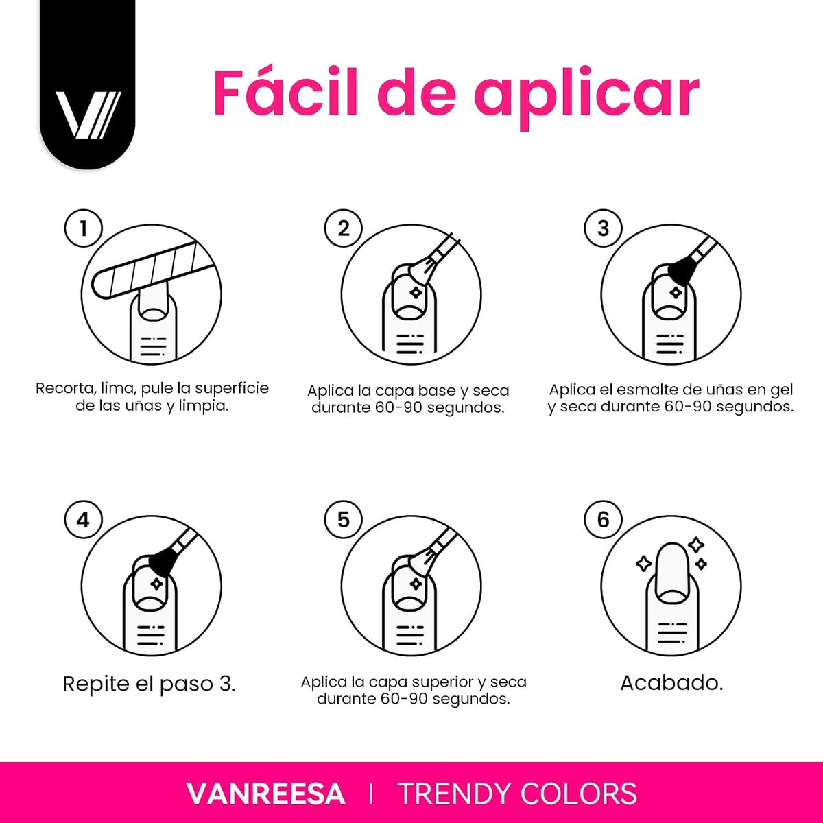 VANREESA Juego de 24 esmaltes de uñas de gel de neón, colores brill...