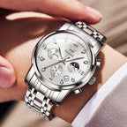 OLEVS Reloj para Hombre Diamante Negocios Vestimenta Analógico Acero Inoxidable a Prueba de Agua Lúmina Fecha Dos Tonos Lujo Casual de Muñeca