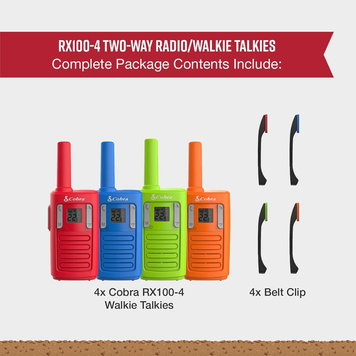 Walkie Talkies de Familia Cobra RX100 de 16 Millas de Alcance (Paqu...
