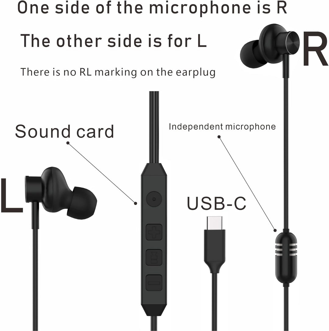 Bhvrtls Auriculares intrauditivos USB-C con cable, auriculares con...