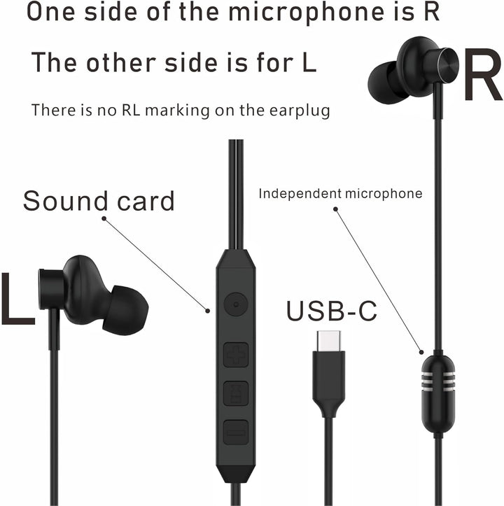 Bhvrtls Auriculares intrauditivos USB-C con cable, auriculares con...