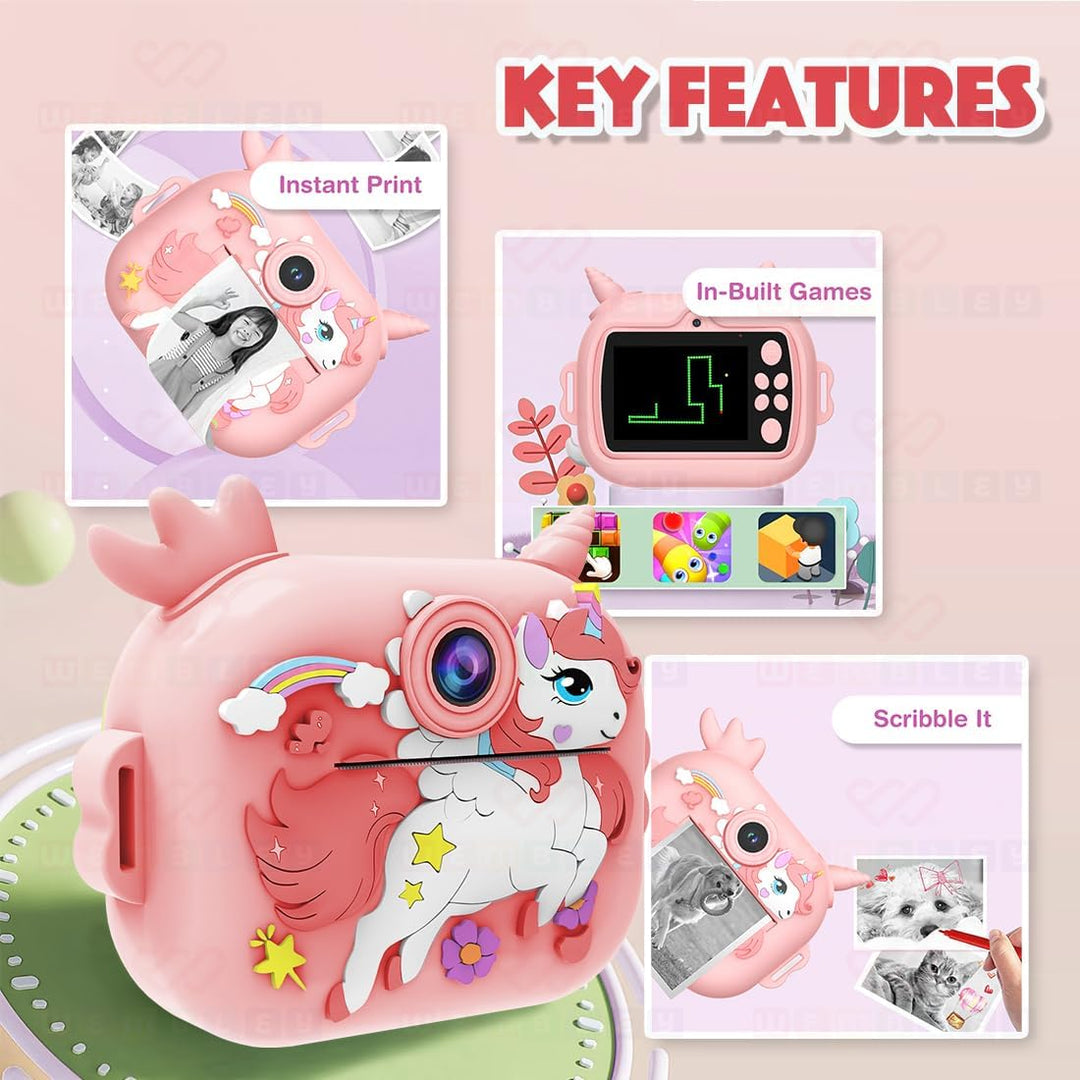 Wembley Unicorn Print - Cámara para niños con doble lente, tarjeta...