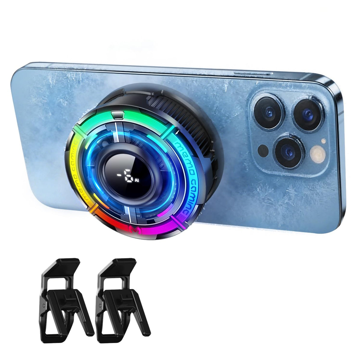 Mag-Safe - Enfriador de teléfono para juegos, ventilador de refrigeración de iPhone celular para clima cálido, enfriador móvil RGB portátil para funda celular, ventilador para teléfono, iPad, mantener el teléfono fresco, para iPhone/teléfono de la serie