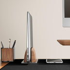 UPERGO Soporte vertical para computadora portátil, soporte para computadora portátil para acoplar MacBook, MacBook Pro y otras computadoras portátiles, madera de nogal negro