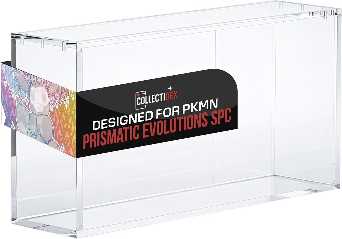 Prismatic Evolutions SPC - Caja de acrílico con tapa magnética, acrílico de 8 + 0.197 in de grosor con imanes de 0.197 x 0.118 in, compatible con Prismatic Evolutions Super Premium
