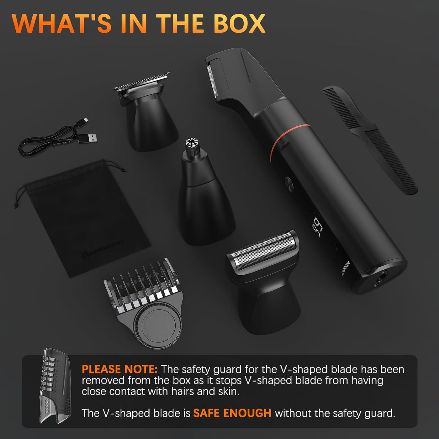MAXGROOM - Afeitadora de vello corporal para hombre, afeitadora res...