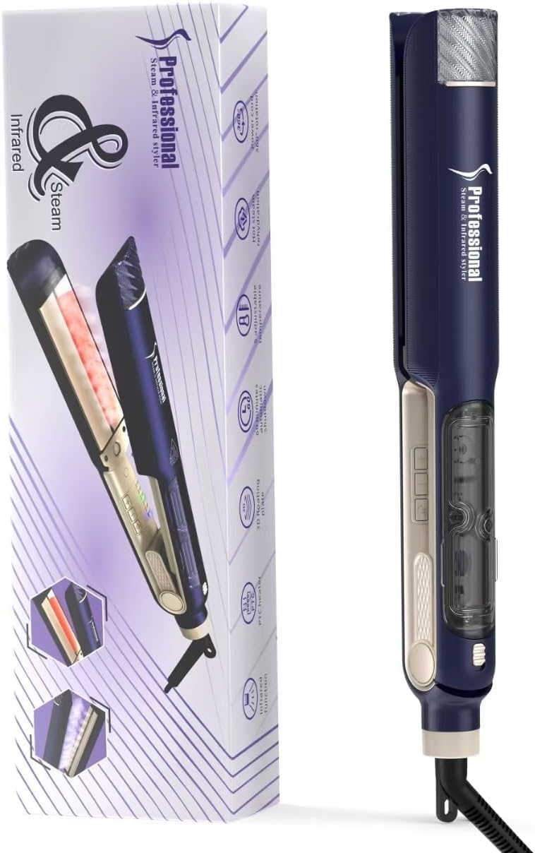 Plancha de pelo profesional a vapor, placa flotante de 1.54 pulgada...