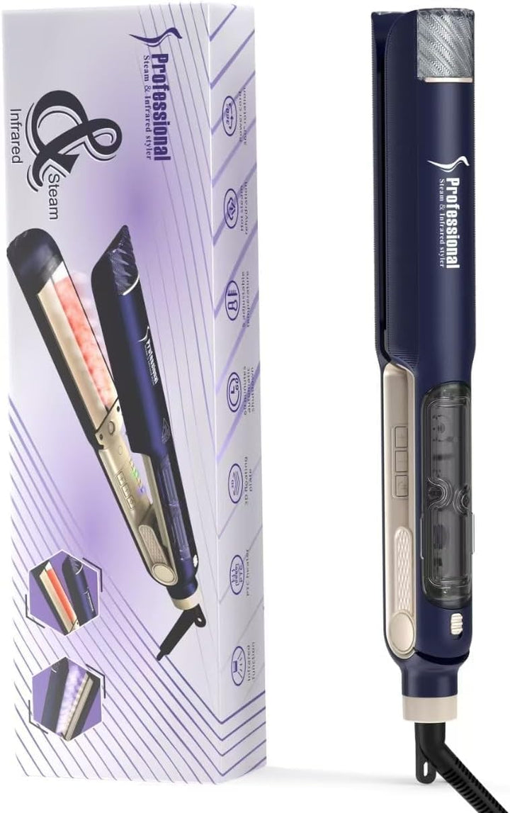 Plancha de pelo profesional a vapor, placa flotante de 1.54 pulgada...