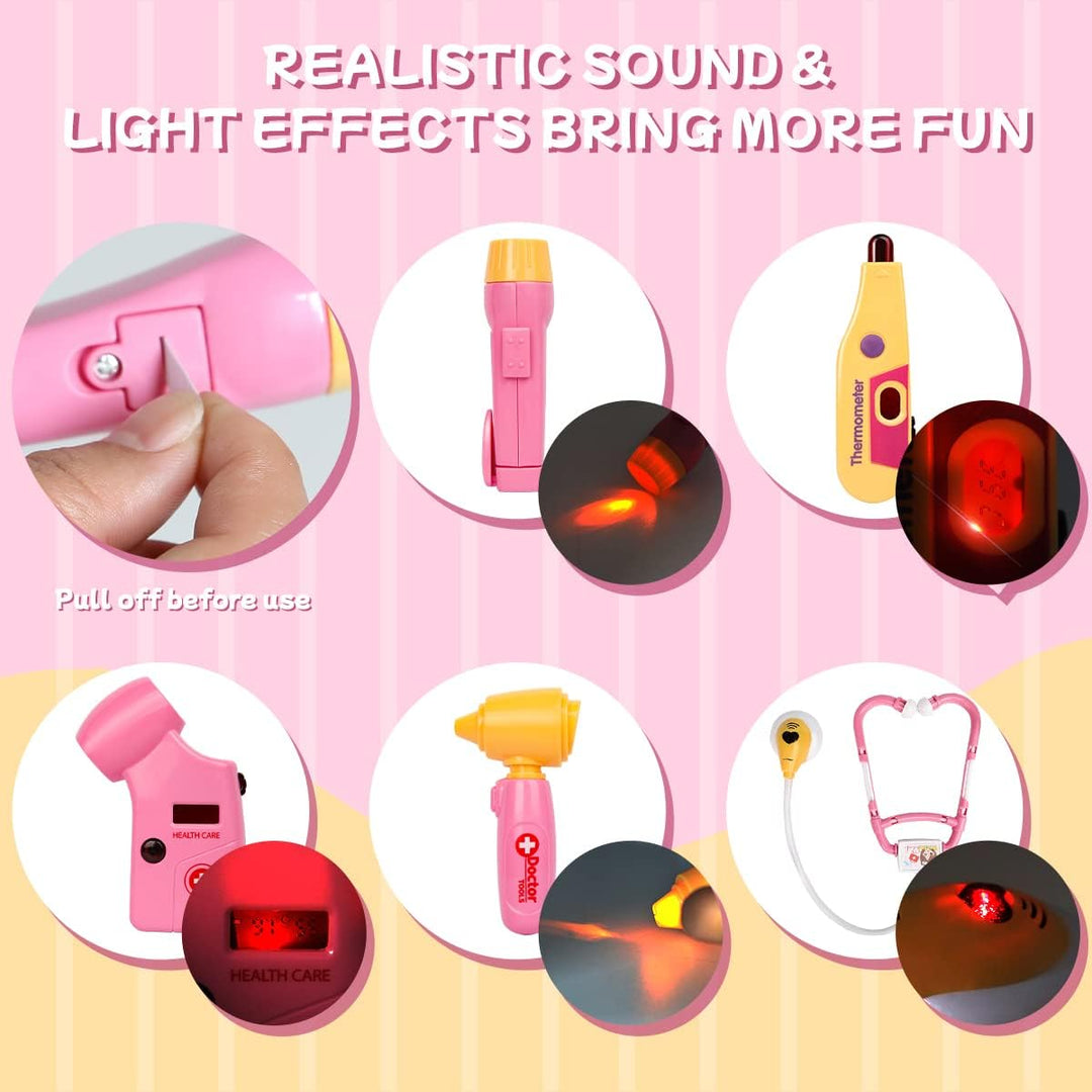 Meland Kit de médico de juguete para niñas, juego de doctor con fun...