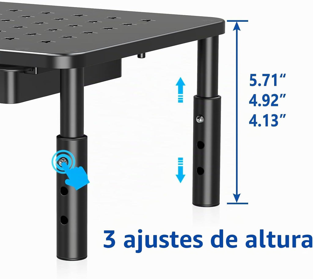 Zimilar Paquete de 2 soportes elevadores para monitor con cajón, 3 alturas